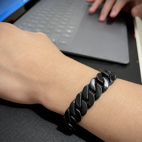 BG160B B.Tiff 16mm Black Flat Cuban Link Bracelet