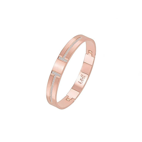 BG107RGP B.Tiff Pavé High Polish Rose Gold Harmony Bangle Bracelet