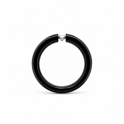 RG801B B.Tiff Princess Cut Black Wide Ring