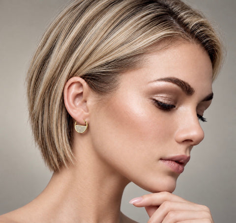 ER500G B.Tiff Gold Pavé Lune Earrings