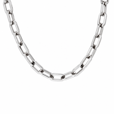 C200WB B.Tiff Black Clasp Paperclip Chain Necklace
