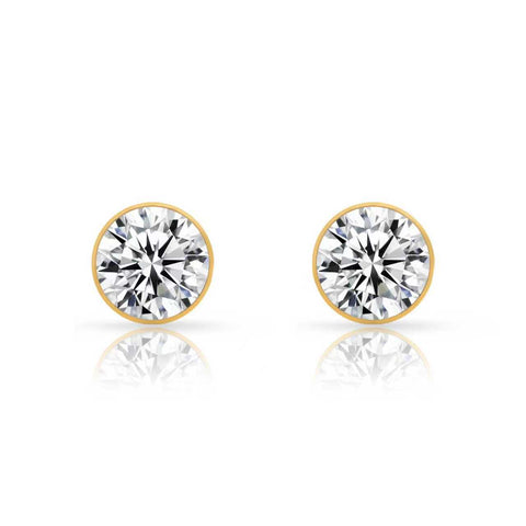 ER201G B.Tiff Gold 2 ct Solitaire Stud Earrings