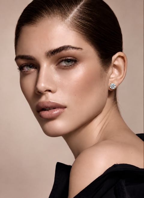 ER201RG B.Tiff Rose Gold 2 ct Solitaire Stud Earrings