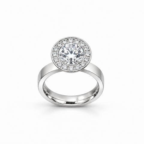 RG125W B.Tiff Aŭreolo 2 ct Round Halo Engagement Ring [Thin Band]