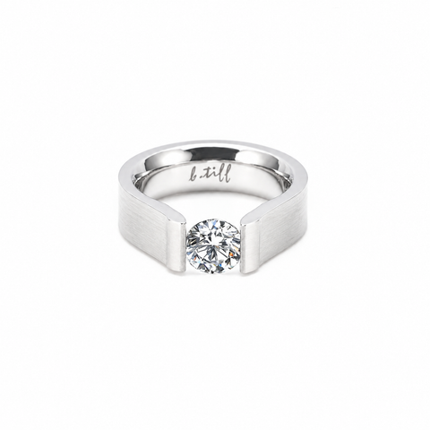 RG091W B.Tiff Tension 1 ct Round Solitaire Curved Edge Engagement Ring