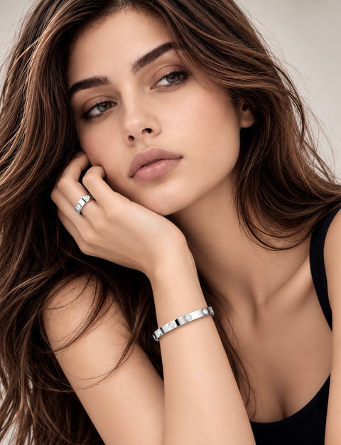 BG308W B.Tiff 8-Stone Matte Bangle Bracelet