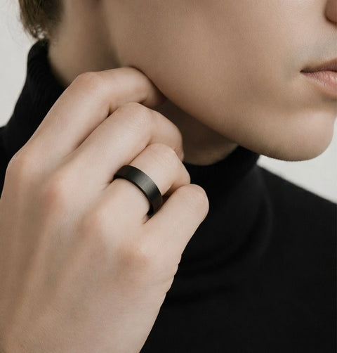 RG600B B.Tiff Black Simplicity 6mm Stacking Plain Ring
