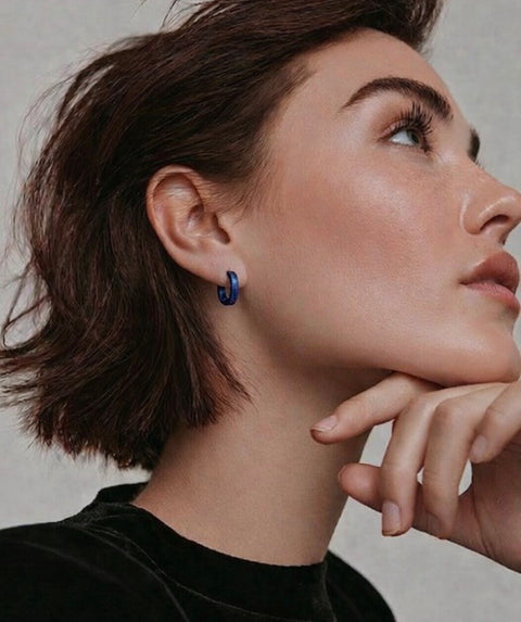 ER300BL B.Tiff Blue Hoop Earrings