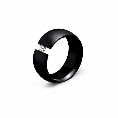 RG801B B.Tiff Princess Cut Black Wide Ring