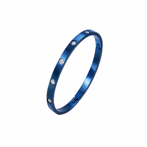 BG308BL B.Tiff 8-Stone Blue Bangle Bracelet