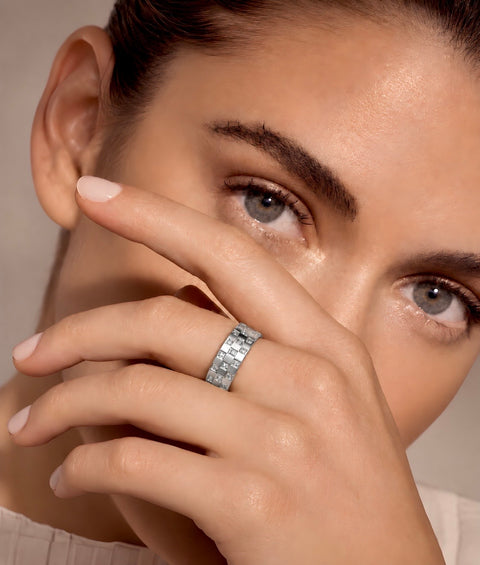 RG104G B.Tiff Gold Pavé Trellis Ring [Wide Band]