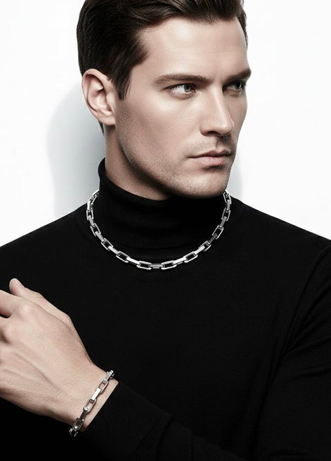 BG001W B.Tiff High Polish Edge Paperclip Link Bracelet