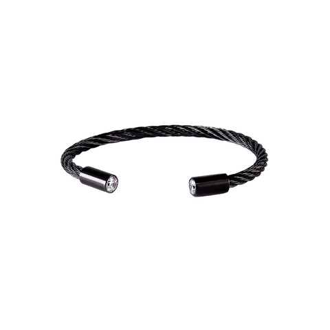 BG002B B.Tiff Classic Cable Black Bangle Bracelet