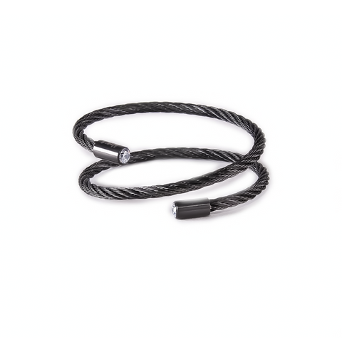 BG003B B.Tiff Double Wrapped Cable Black Bangle Bracelet