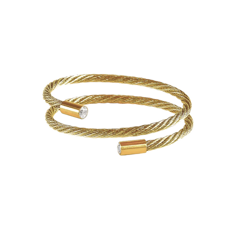 BG003G B.Tiff Double Wrapped Cable Gold Bangle Bracelet