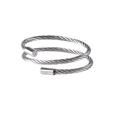 BG003W B.Tiff Double Wrapped Cable Bangle Bracelet