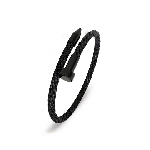 BG004B B.Tiff Black Pointe Cable Bangle Bracelet