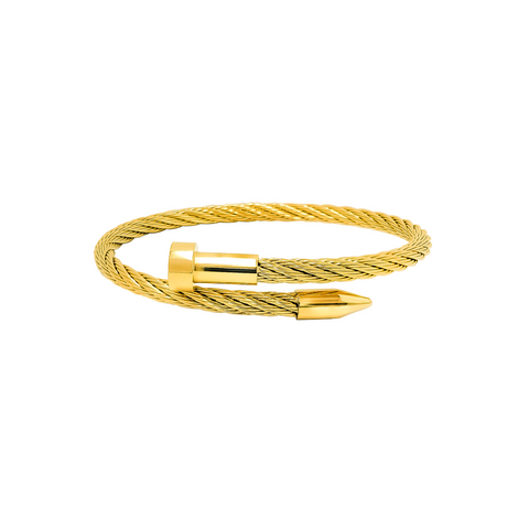 BG004G B.Tiff Gold Pointe Cable Bangle Bracelet