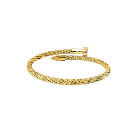 BG004G B.Tiff Gold Pointe Cable Bangle Bracelet