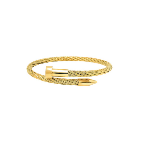 BG004G B.Tiff Gold Pointe Cable Bangle Bracelet