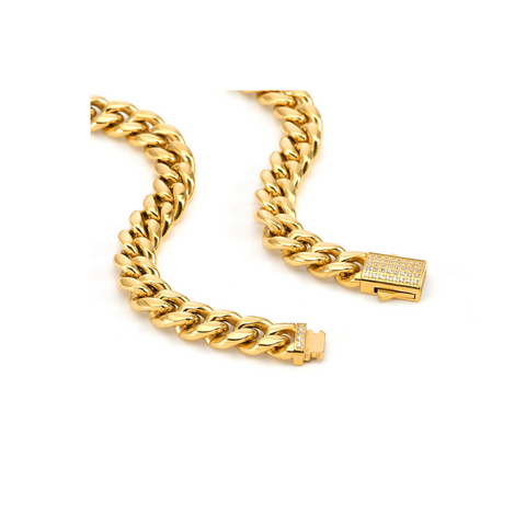 BG810G B.Tiff Gold Pavé Clasp Curb Link Chain Bracelet