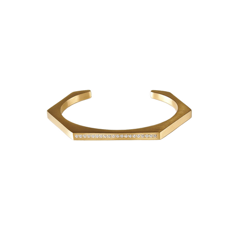 BG017G B.Tiff Gold Edge Pave Hexagon Bangle Bracelet