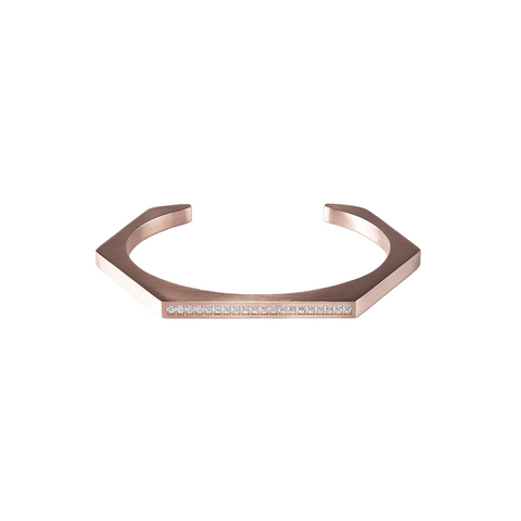 BG017RG B.Tiff Rose Gold Edge Pave Hexagon Bangle Bracelet