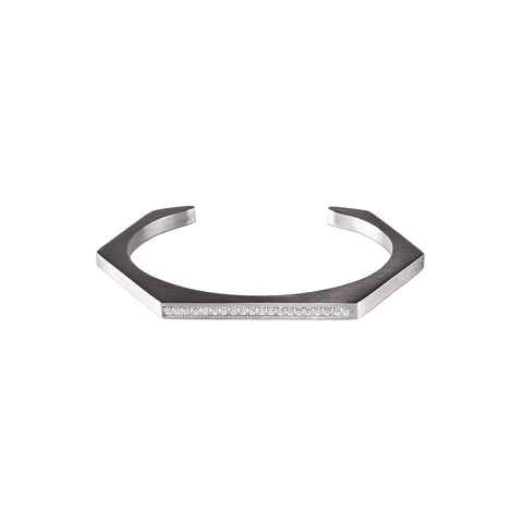 BG017W B.Tiff Edge Pave Hexagon Bangle Bracelet