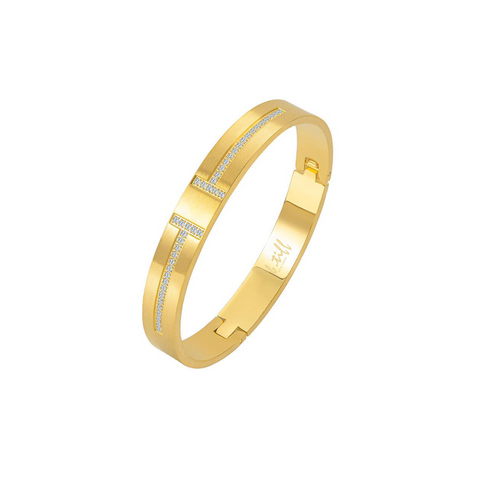 BG107G B.Tiff Pavé Harmony Gold Bangle Bracelet