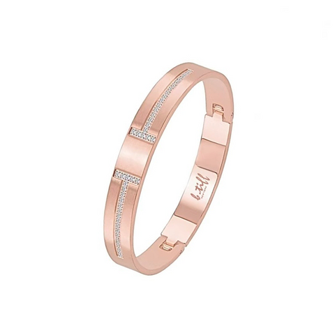 BG107RGP B.Tiff Pavé High Polish Rose Gold Harmony Bangle Bracelet
