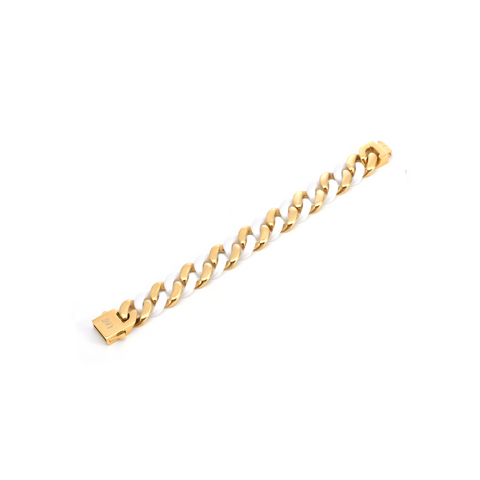 BG160GW B.Tiff High Polish 16mm Gold & White Flat Cuban Link Bracelet