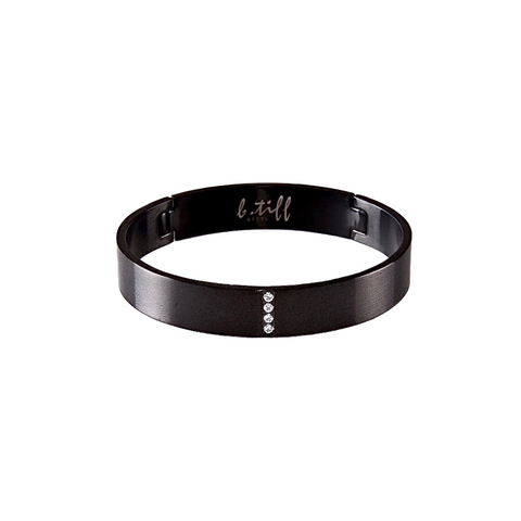 BG223B B.Tiff 4-Stone Black Wide Bangle Bracelet