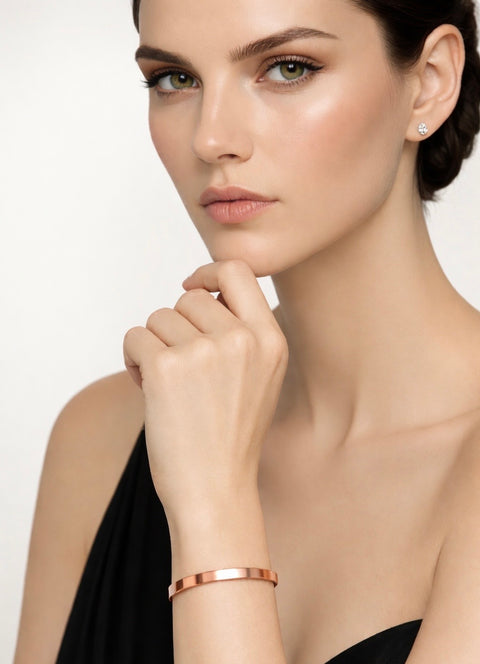 BG300RGP B.Tiff Simplicity Narrow High Polish Rose Gold Bangle Bracelet