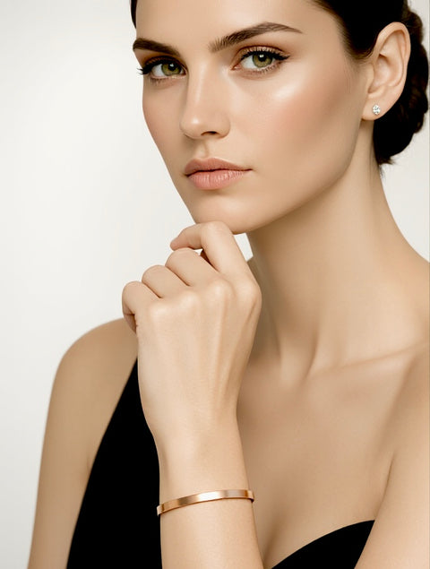 BG300RG B.Tiff Simplicity Narrow Matte Rose Gold Bangle Bracelet