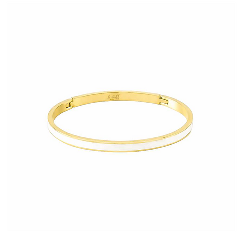 BG301GW B.Tiff "The Hamptons" White Enamel Gold Bangle Bracelet