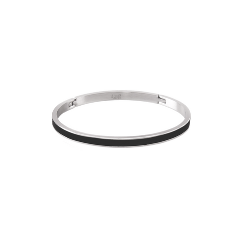 BG301WB B.Tiff "The Hamptons" Black Enamel Stainless Steel Bangle Bracelet