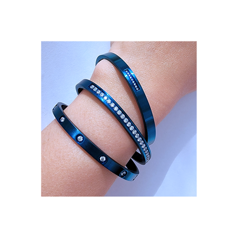 BG308BL B.Tiff 8-Stone Blue Bangle Bracelet