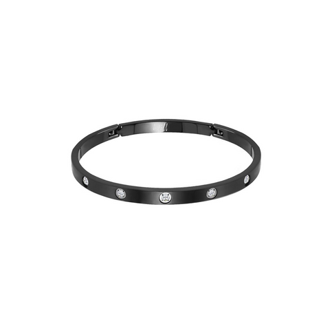 BG308B B.Tiff 8-Stone Black Bangle Bracelet