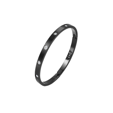 BG308B B.Tiff 8-Stone Black Bangle Bracelet