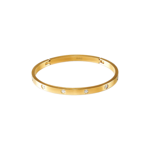 BG308G B.Tiff 8-Stone Matte Gold Bangle Bracelet