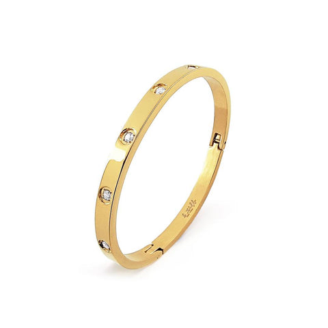 BG308GP B.Tiff 8-Stone High Polish Gold Bangle Bracelet