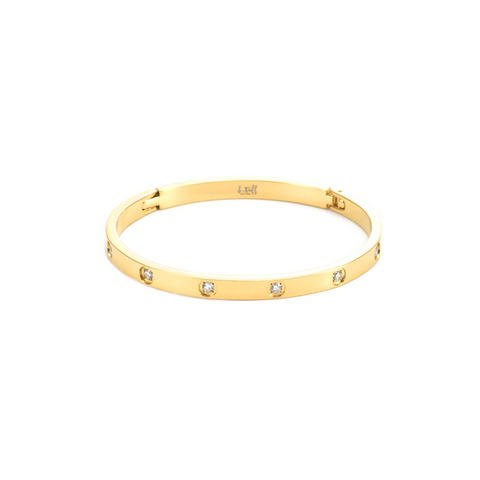 BG308GP B.Tiff 8-Stone High Polish Gold Bangle Bracelet