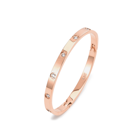 BG308RGP B.Tiff 8-Stone High Polish Rose Gold Bangle Bracelet