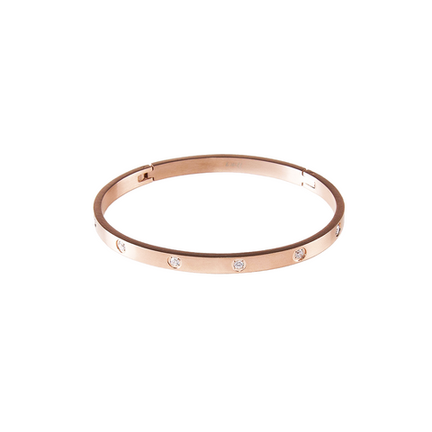 BG308RG B.Tiff 8-Stone Matte Rose Gold Plated Bangle Bracelet