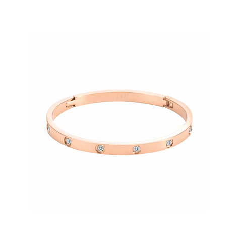 BG308RG B.Tiff 8-Stone Matte Rose Gold Plated Bangle Bracelet