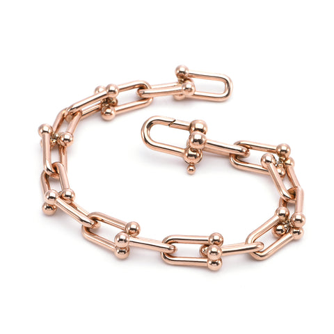 BG525RG B.Tiff Horseshoe Link Rose Gold Chain Bracelet