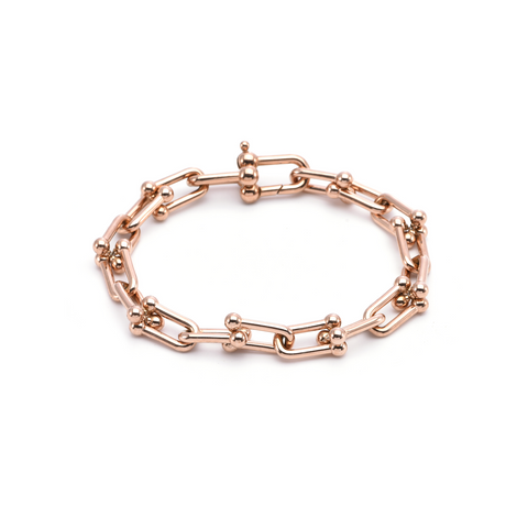 BG525RG B.Tiff Horseshoe Link Rose Gold Chain Bracelet