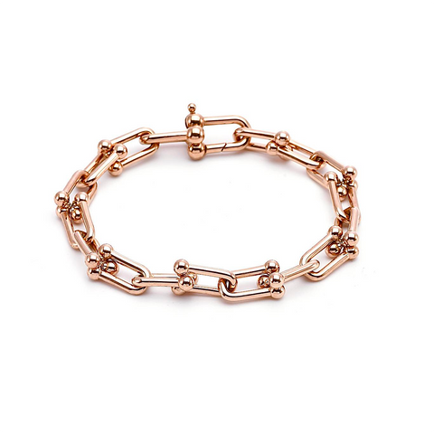 BG525RG B.Tiff Horseshoe Link Rose Gold Chain Bracelet