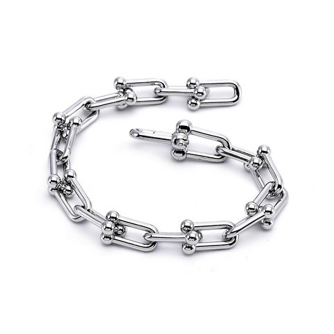 BG525W B.Tiff Horseshoe Link Chain Bracelet