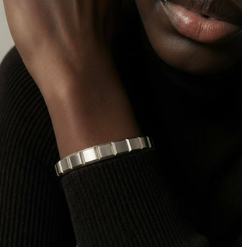 BG611W B.Tiff Simplicity Matte Box Cut Adjustable Bangle Cuff